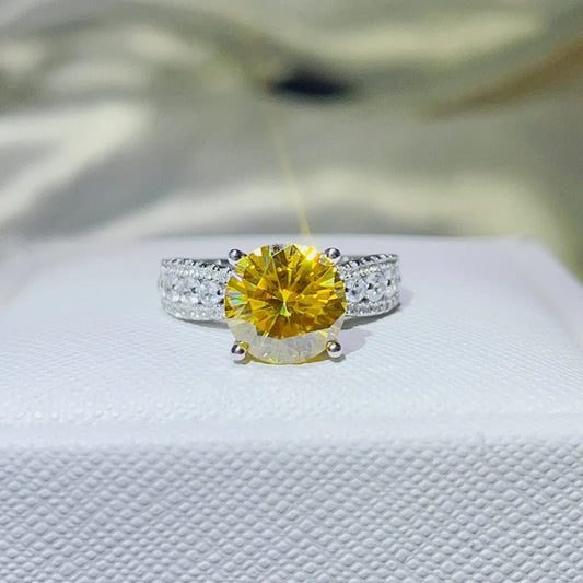 Platinum Moissanite Ring 3 Carat Sterling Silver - AMVIM