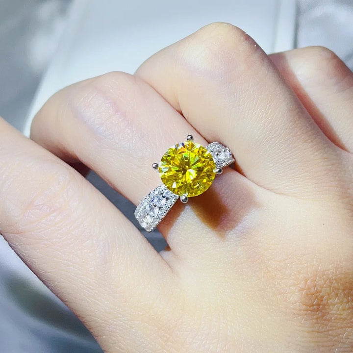 Platinum Moissanite Ring 3 Carat Sterling Silver - AMVIM