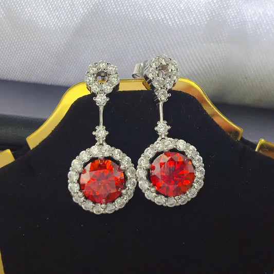 Platinum - Plated Moissanite Earrings with Zircon Accents, 4 Carats - AMVIM