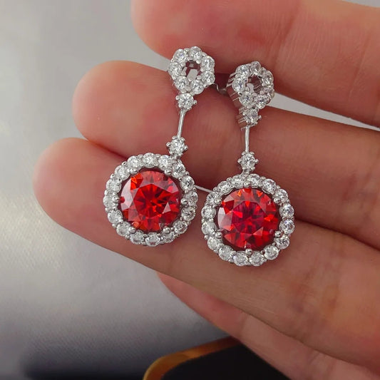 Platinum - Plated Moissanite Earrings with Zircon Accents, 4 Carats - AMVIM