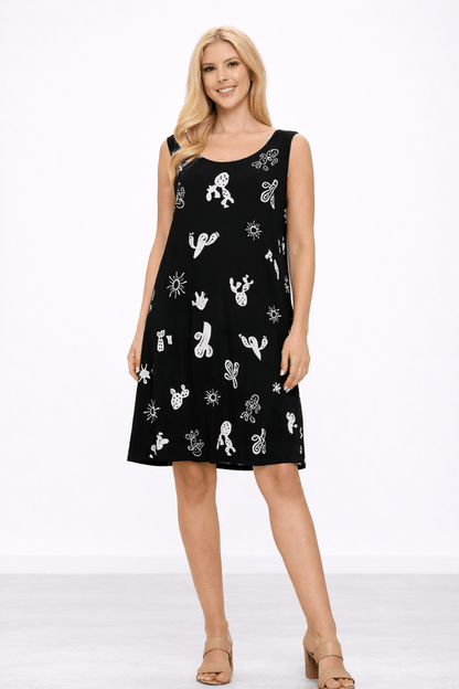 Plus Size Colorful Print Sleeveless Tank Dress - AMVIM