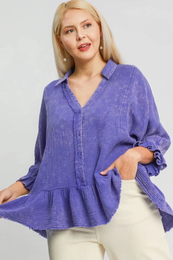 Plus Size Cotton Gauze Blouse – Relaxed Fit - AMVIM