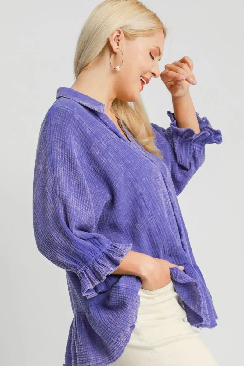 Plus Size Cotton Gauze Blouse – Relaxed Fit - AMVIM