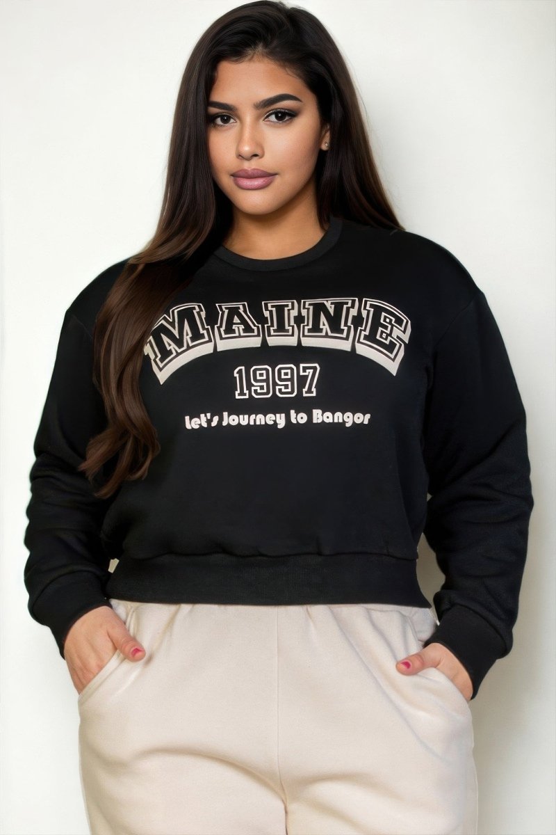 Plus Size Graphic Drop Shoulder Sweatshirt - AMVIM