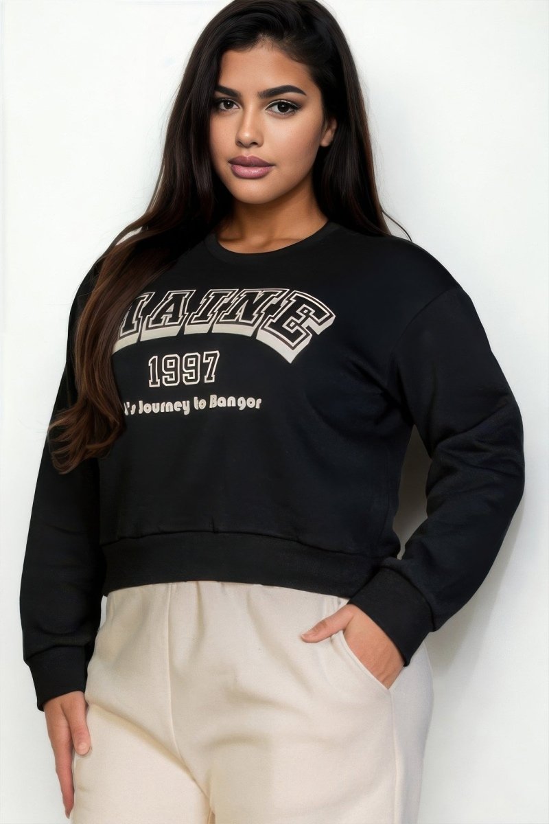 Plus Size Graphic Drop Shoulder Sweatshirt - AMVIM