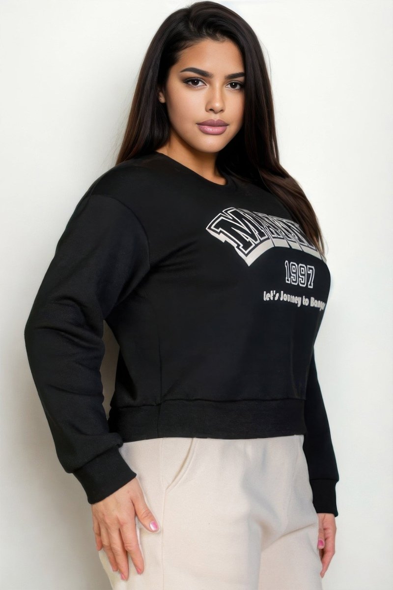 Plus Size Graphic Drop Shoulder Sweatshirt - AMVIM