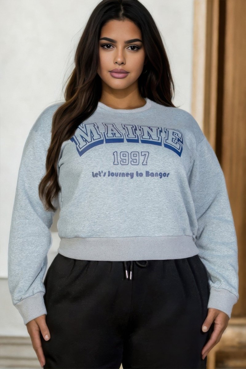 Plus Size Graphic Drop Shoulder Sweatshirt - AMVIM