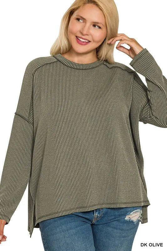 Plus Size Ribbed Knit Sweater – Oversized Fit - AMVIM