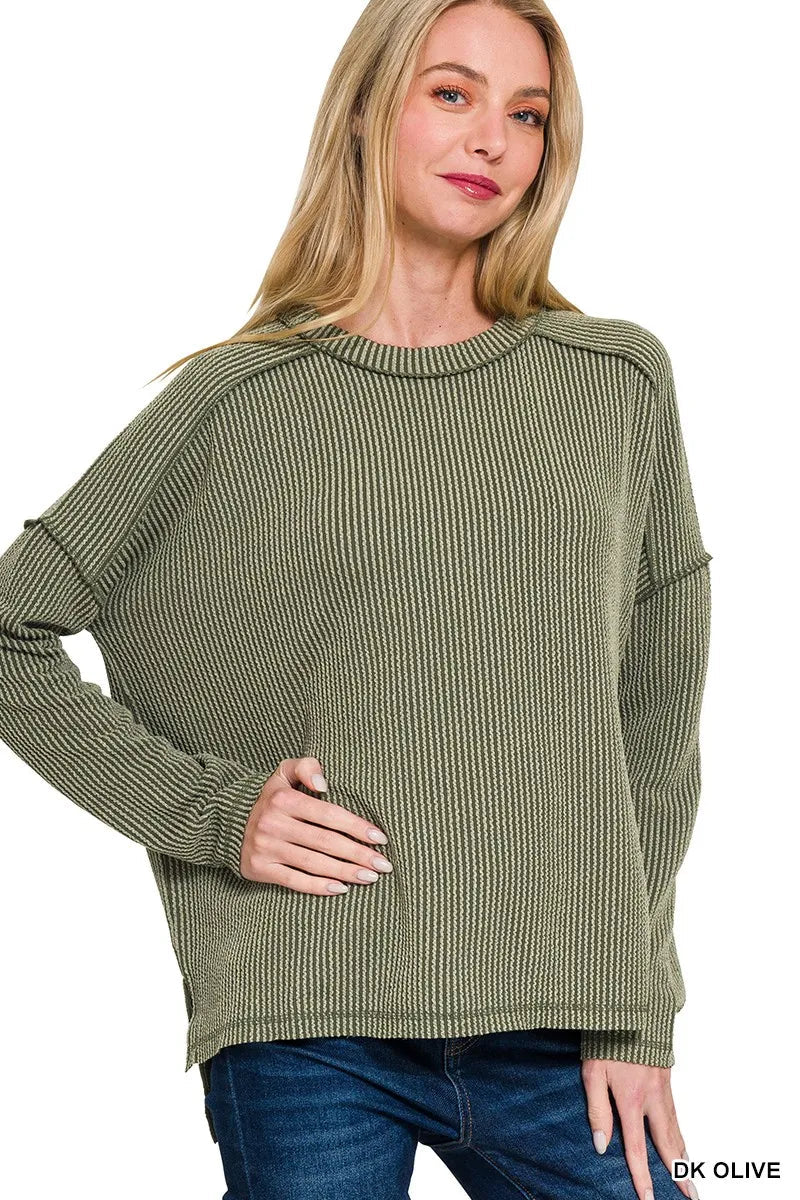Plus Size Ribbed Knit Sweater – Oversized Fit - AMVIM