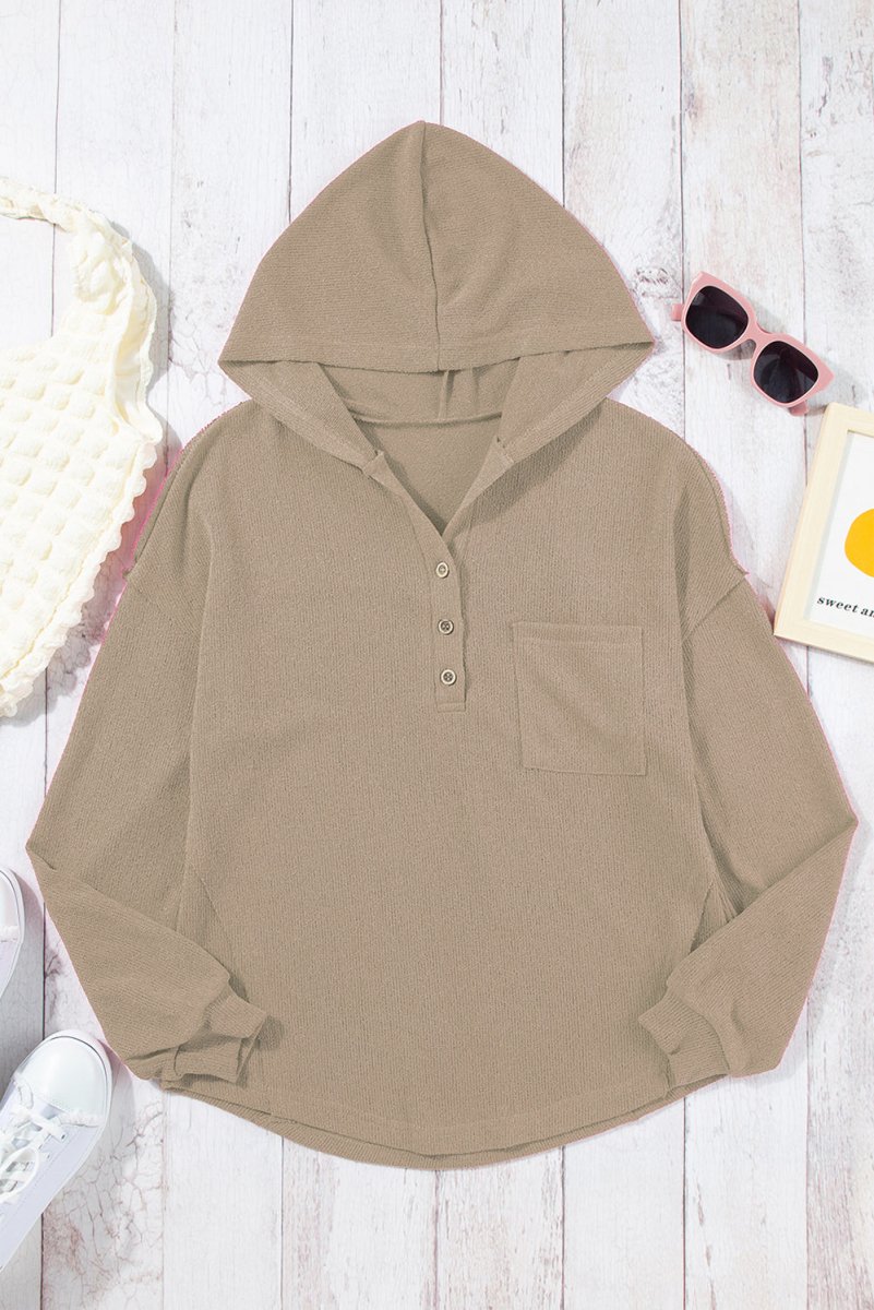 Pocketed Dropped Shoulder Long Sleeve Hoodie - AMVIM