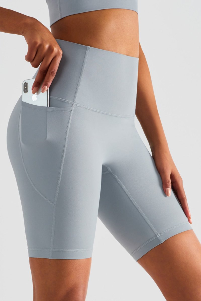 Pocketed High Waist Active Shorts - AMVIM