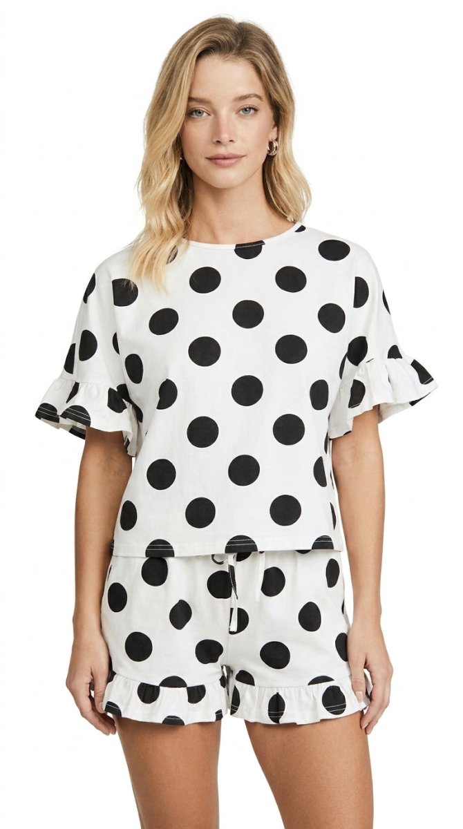 Polka Dot Ruffled Top and Shorts Set - AMVIM