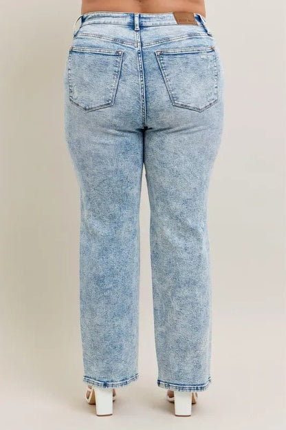 Premium Straight Leg High - Rise Jeans, Light Wash Look - AMVIM