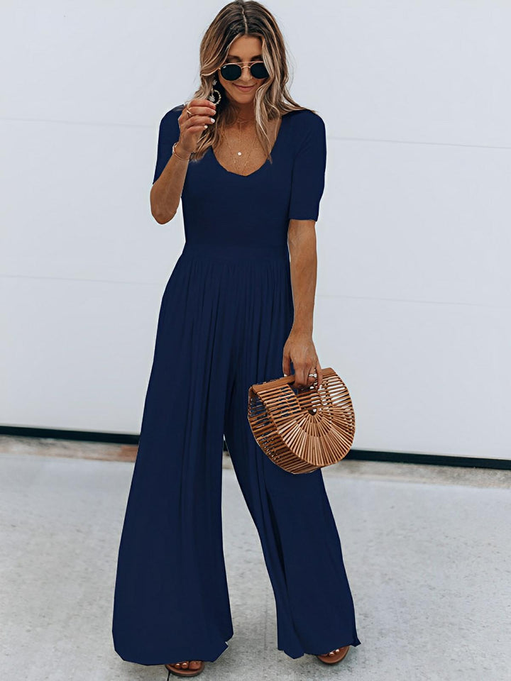 [Preorder] Scoop Neck Short Sleeve Jumpsuit [Est Ship 07/02/24] - AMVIM