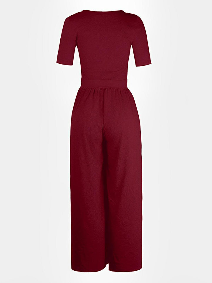 [Preorder] Scoop Neck Short Sleeve Jumpsuit [Est Ship 07/02/24] - AMVIM