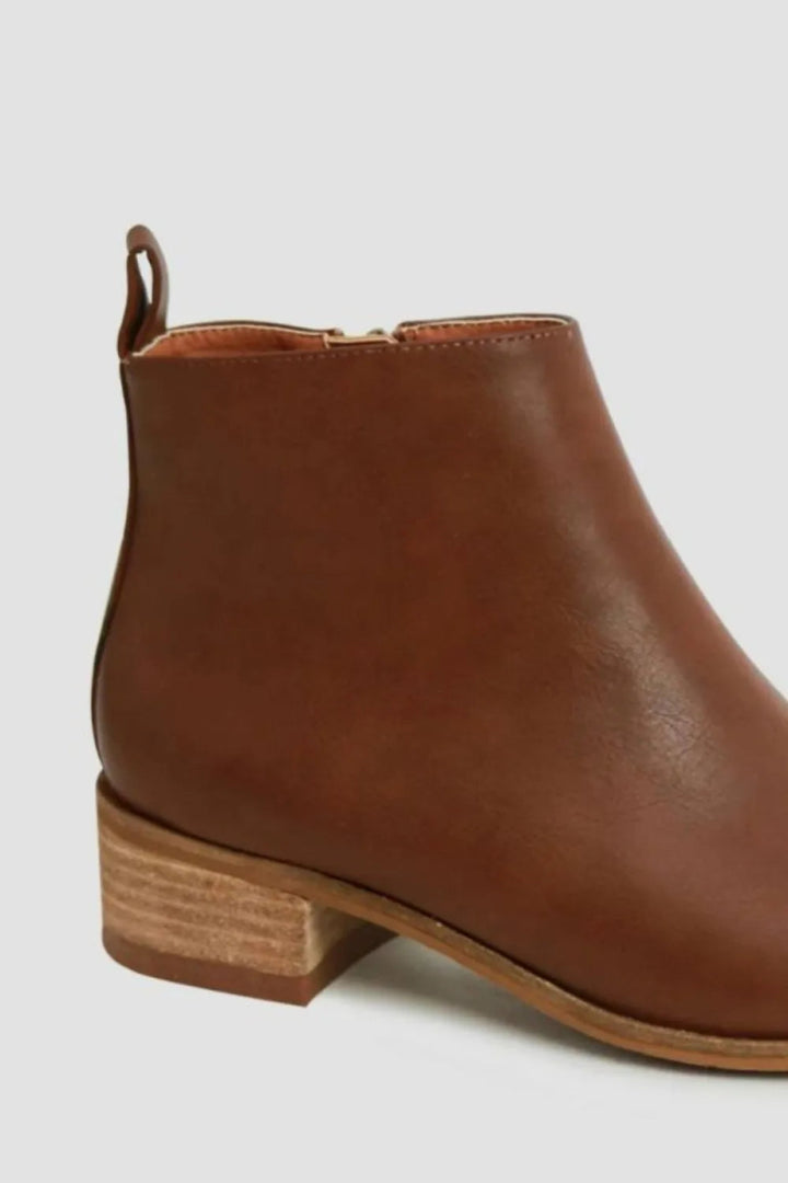 PU Leather Block Heel Boots for Women – Versatile Low Heel Design - AMVIM