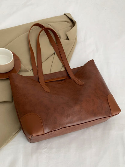 PU Leather Medium Tote Bag - AMVIM