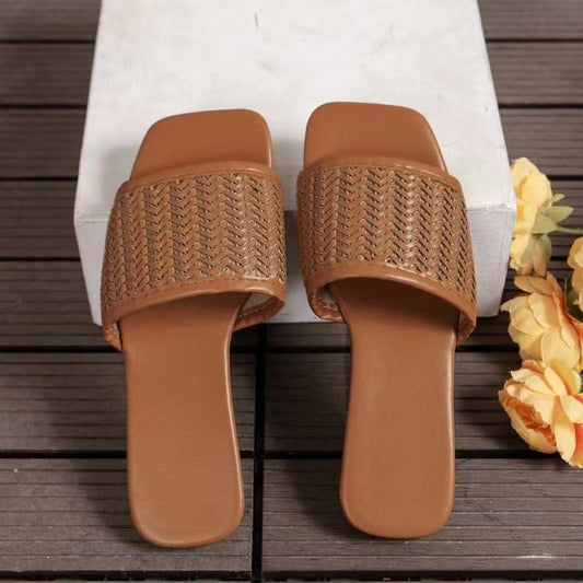 Rattan Woven Flat Sandals - AMVIM