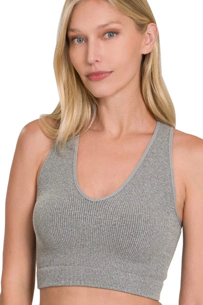 Ribbed Racerback Seamless Bra Tank Top – S/M to L/XL - AMVIM