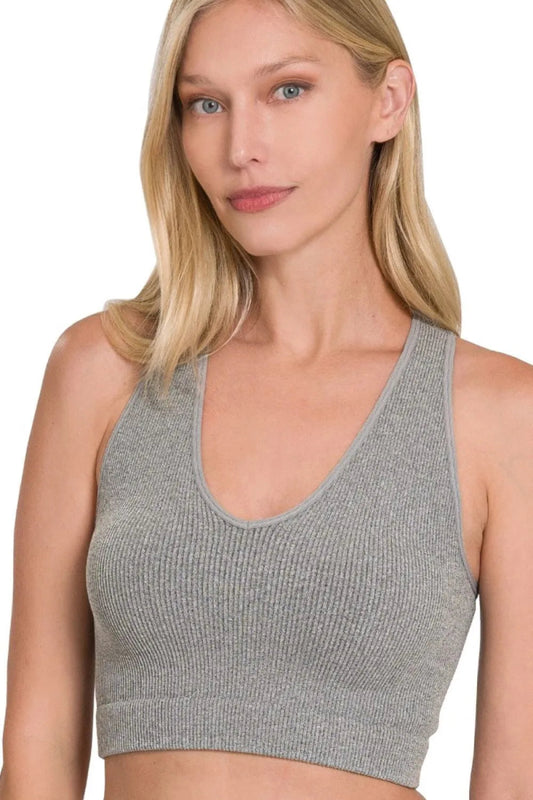 Ribbed Racerback Seamless Bra Tank Top – S/M to L/XL - AMVIM