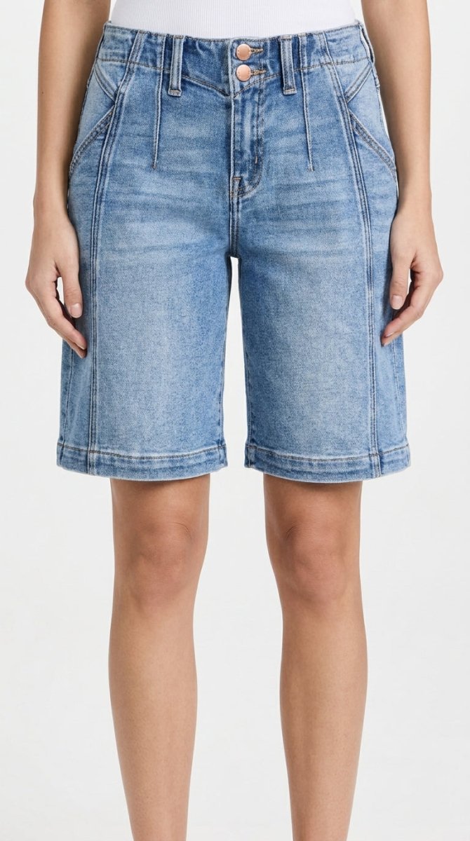 RISEN 2 - Button Slouchy Denim Shorts with Pockets - AMVIM