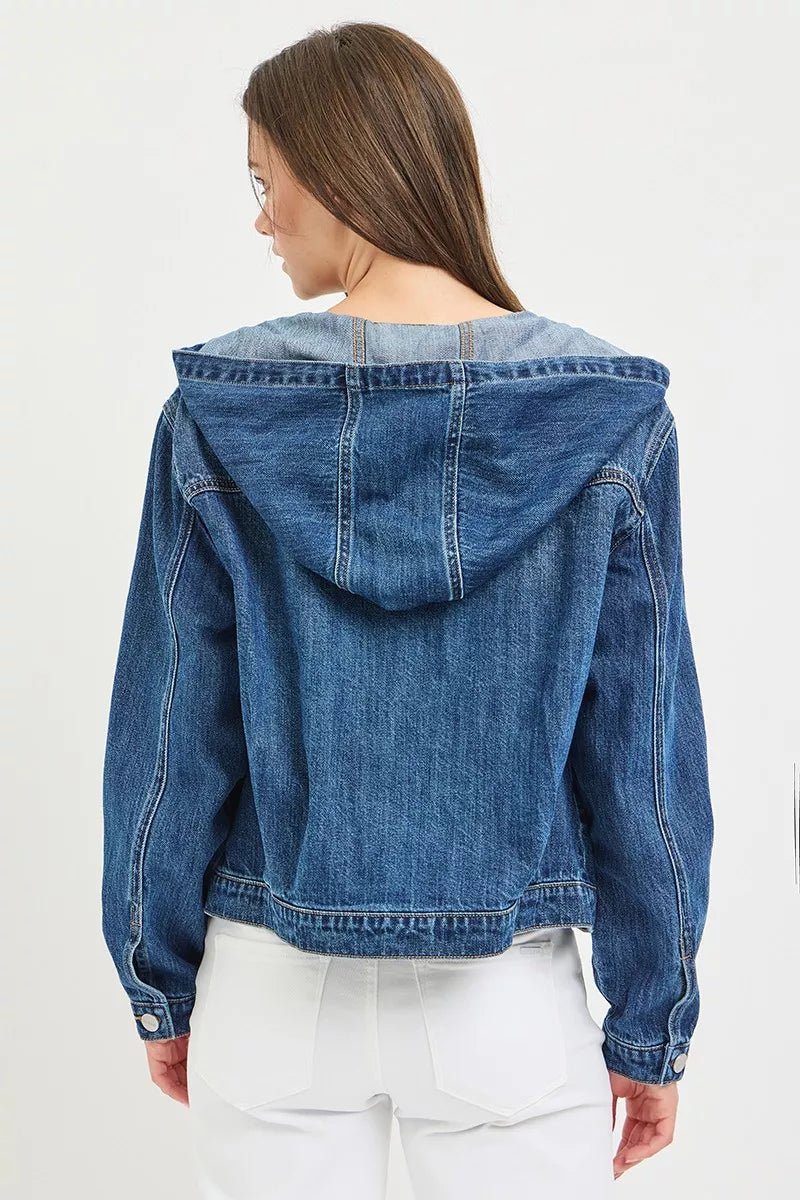RISEN Basic Denim Jacket with Hoodie - AMVIM