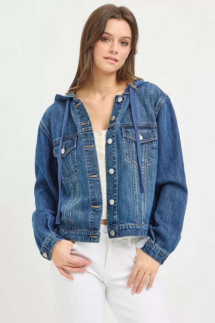 RISEN Basic Denim Jacket with Hoodie - AMVIM