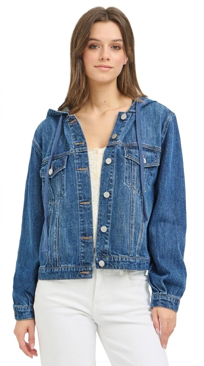 RISEN Basic Denim Jacket with Hoodie - AMVIM