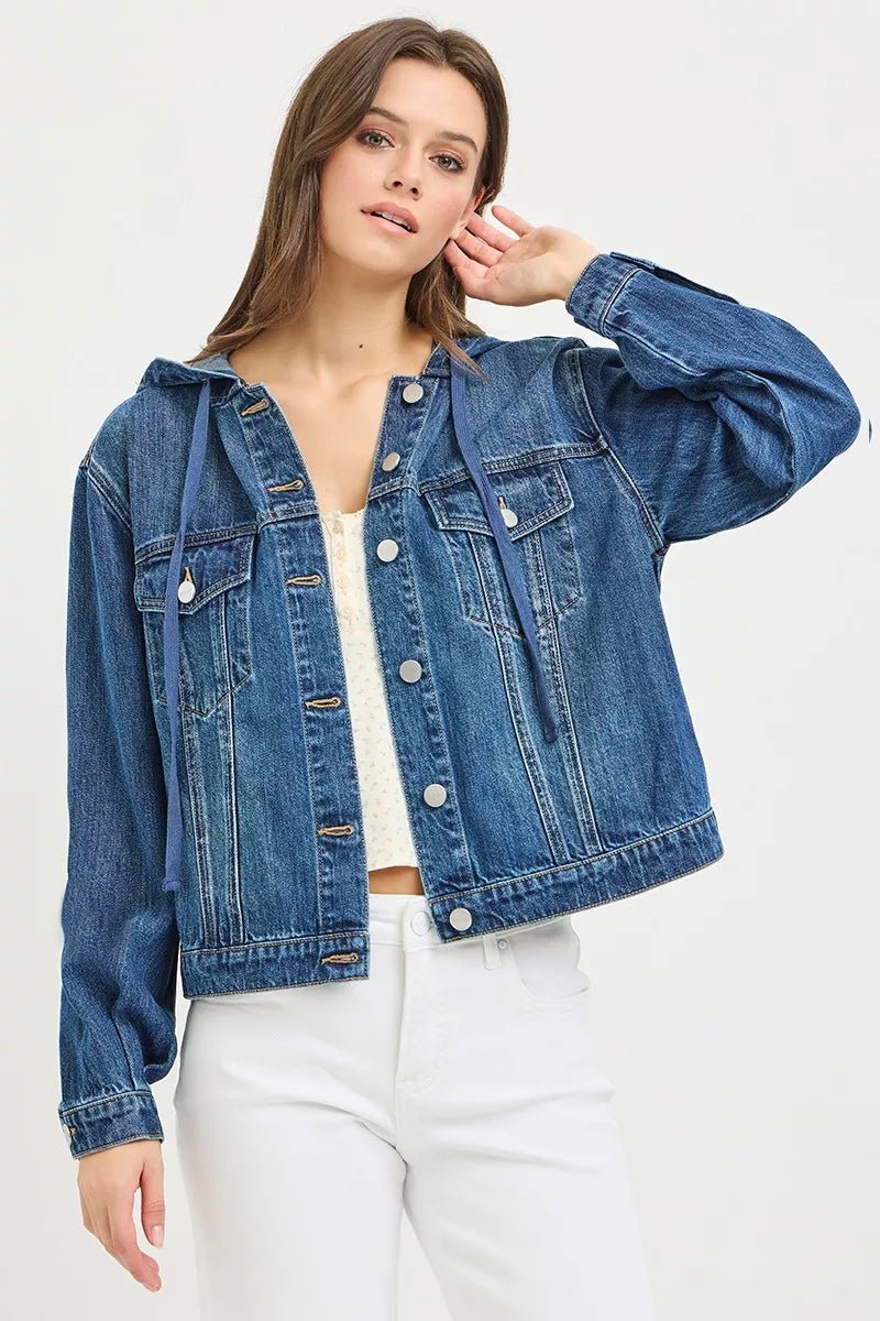 RISEN Basic Denim Jacket with Hoodie - AMVIM
