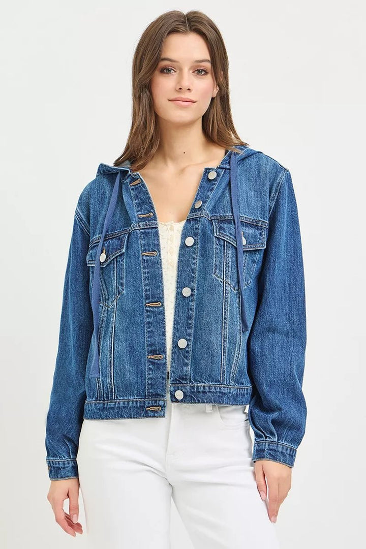 RISEN Basic Denim Jacket with Hoodie - AMVIM