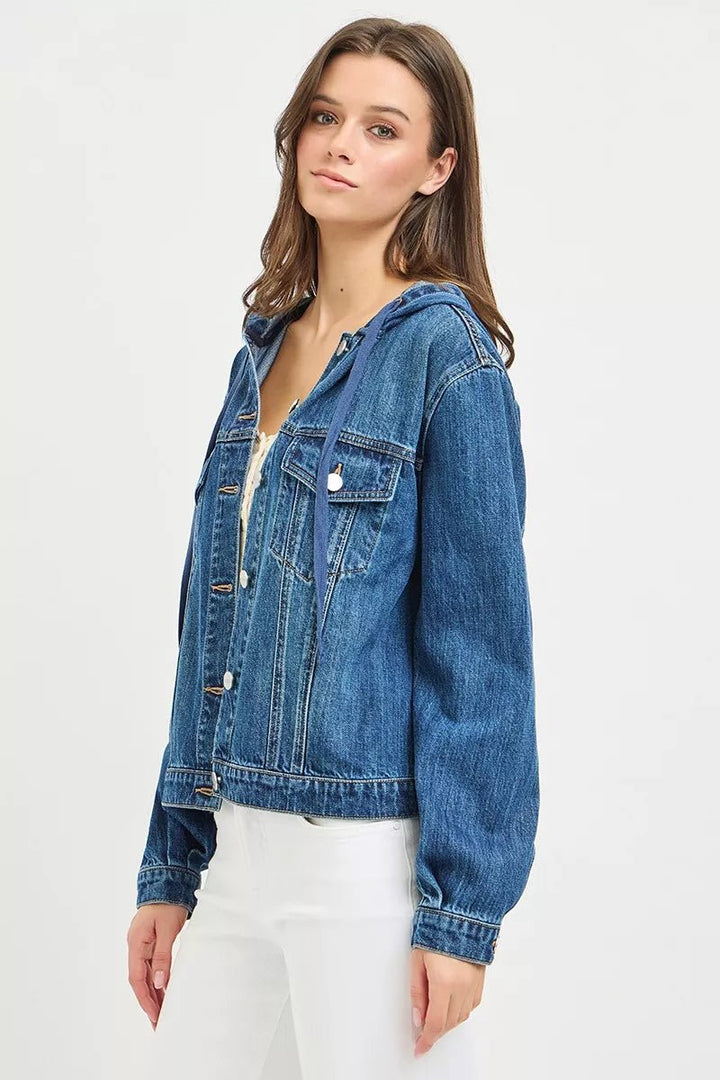 RISEN Basic Denim Jacket with Hoodie - AMVIM