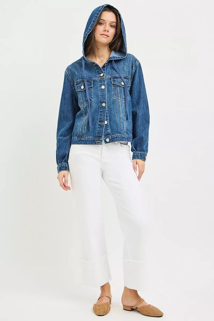 RISEN Basic Denim Jacket with Hoodie - AMVIM
