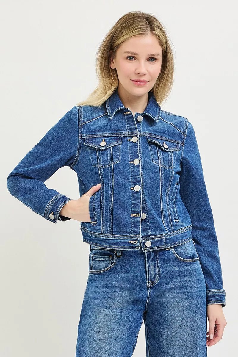 RISEN Basic Fitted Denim Jacket - AMVIM