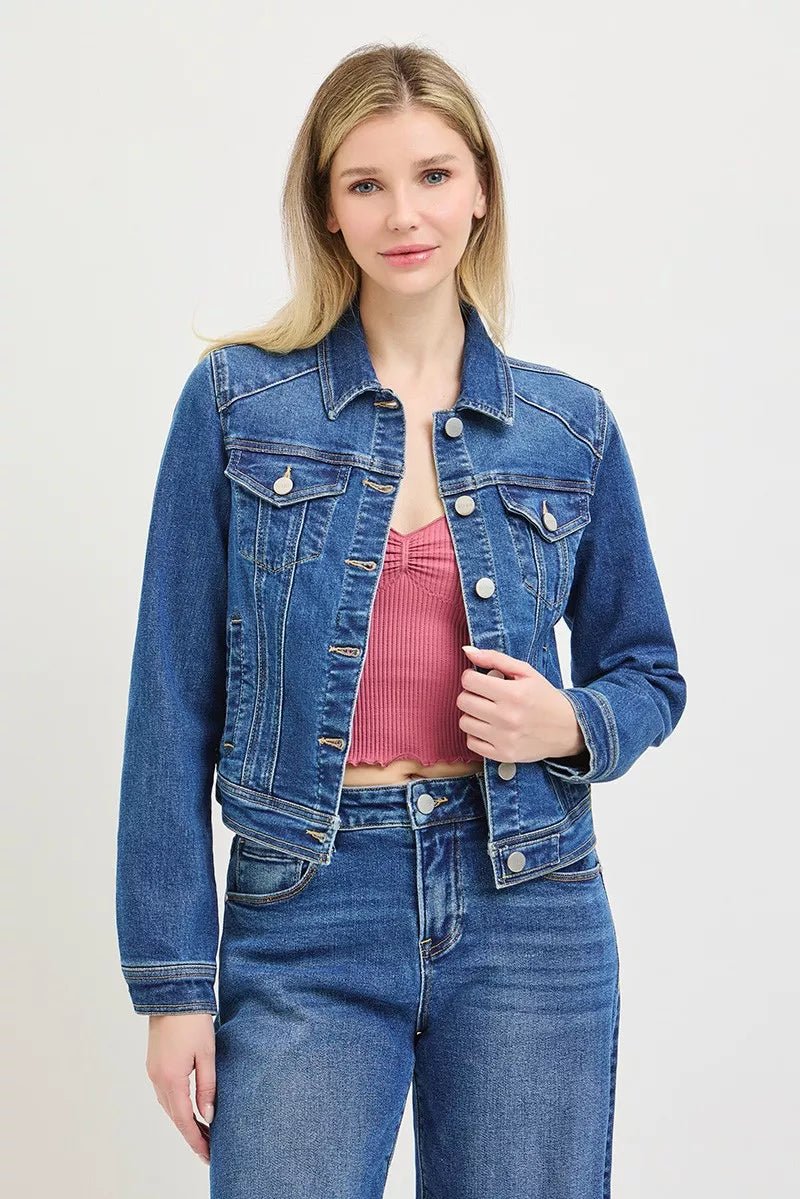 RISEN Basic Fitted Denim Jacket - AMVIM