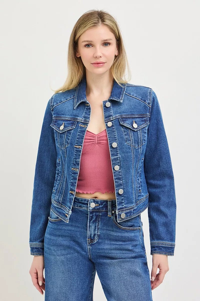RISEN Basic Fitted Denim Jacket - AMVIM