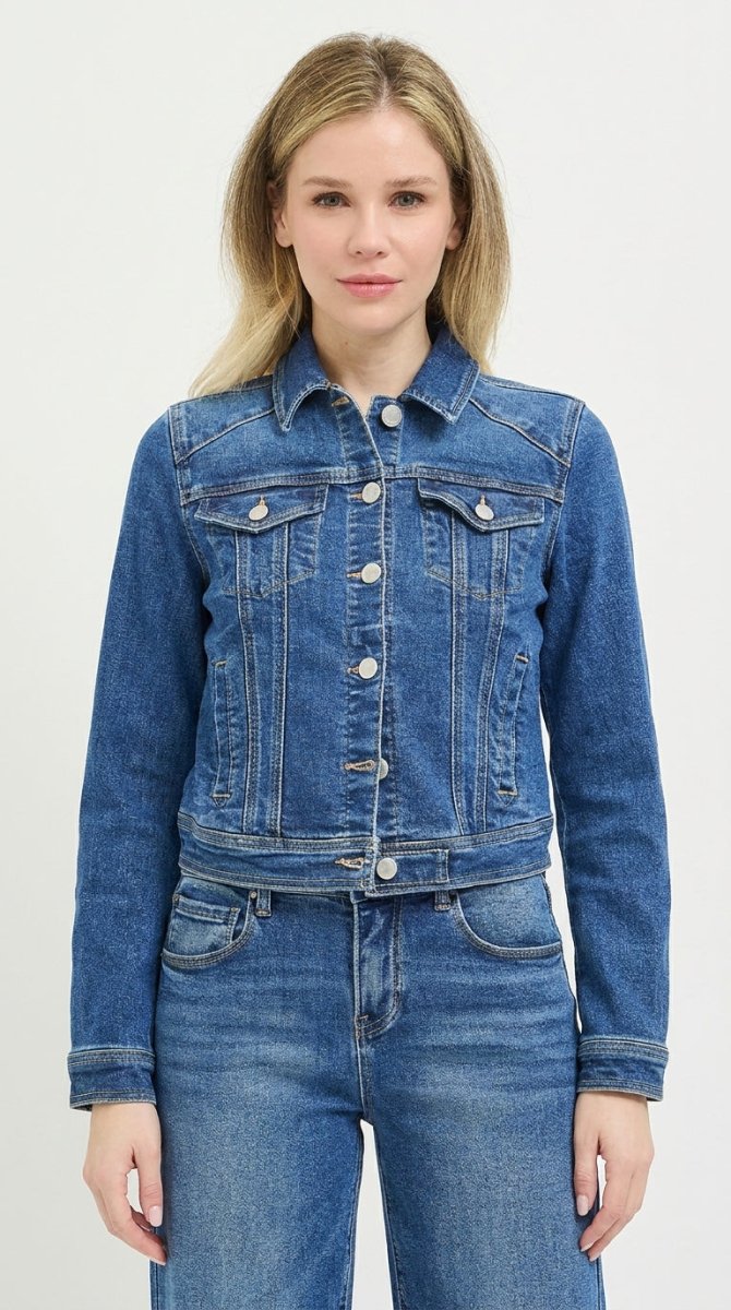 RISEN Basic Fitted Denim Jacket - AMVIM