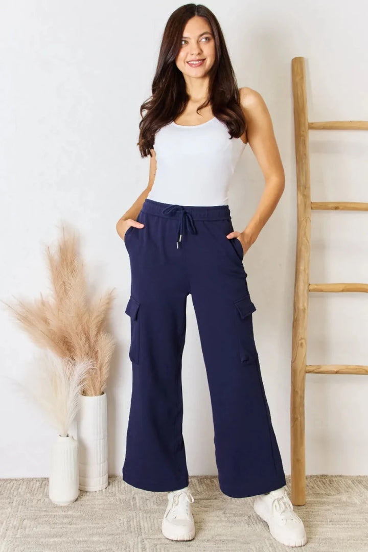 RISEN Drawstring Relaxed Cargo Wide - Leg Pants - AMVIM
