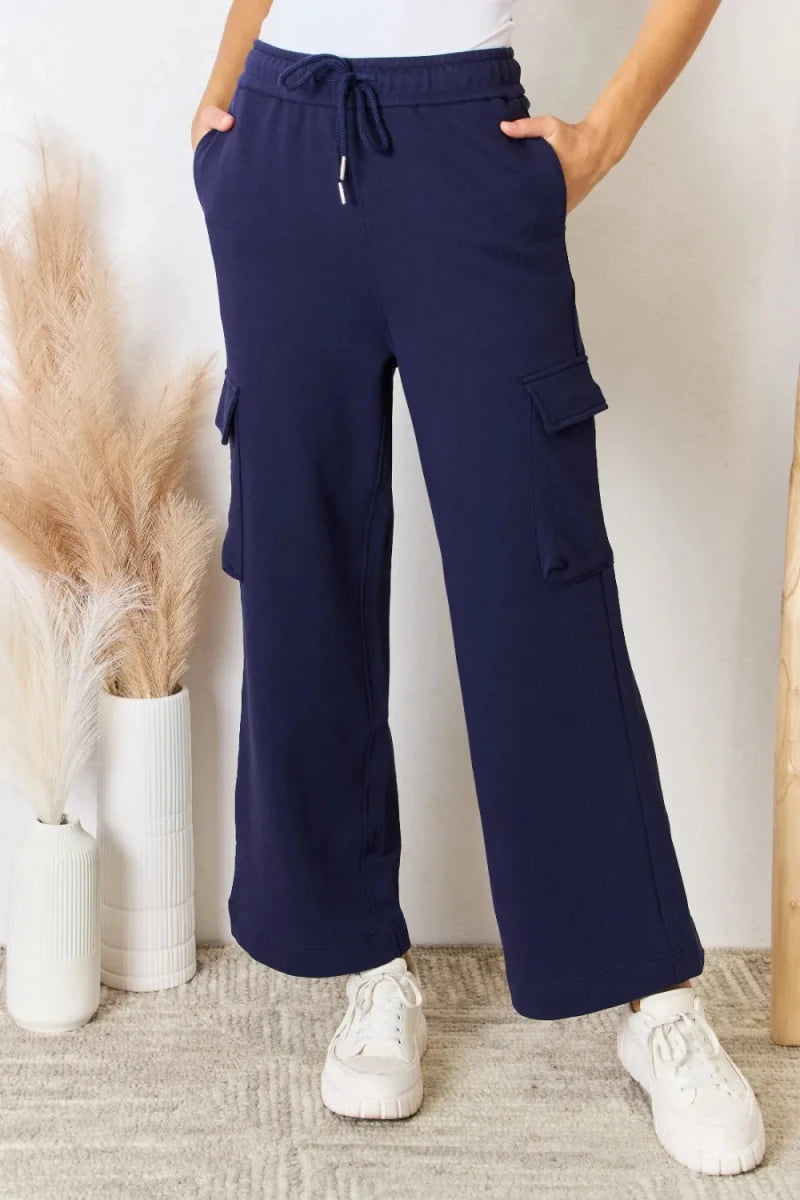 RISEN Drawstring Relaxed Cargo Wide - Leg Pants - AMVIM