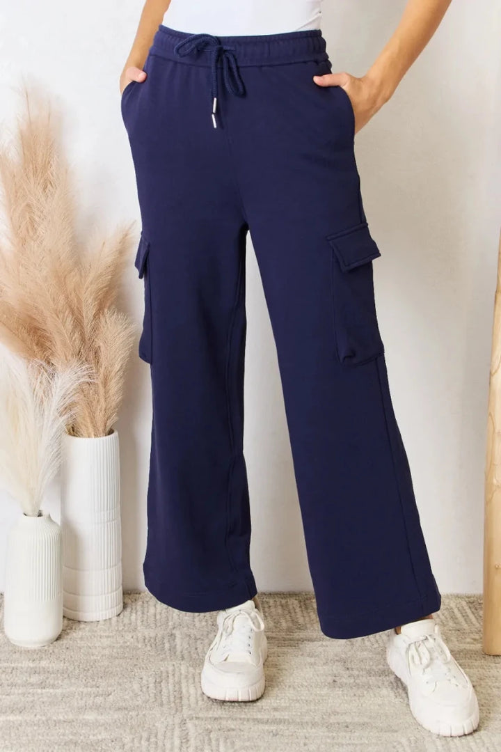 RISEN Drawstring Relaxed Cargo Wide - Leg Pants - AMVIM