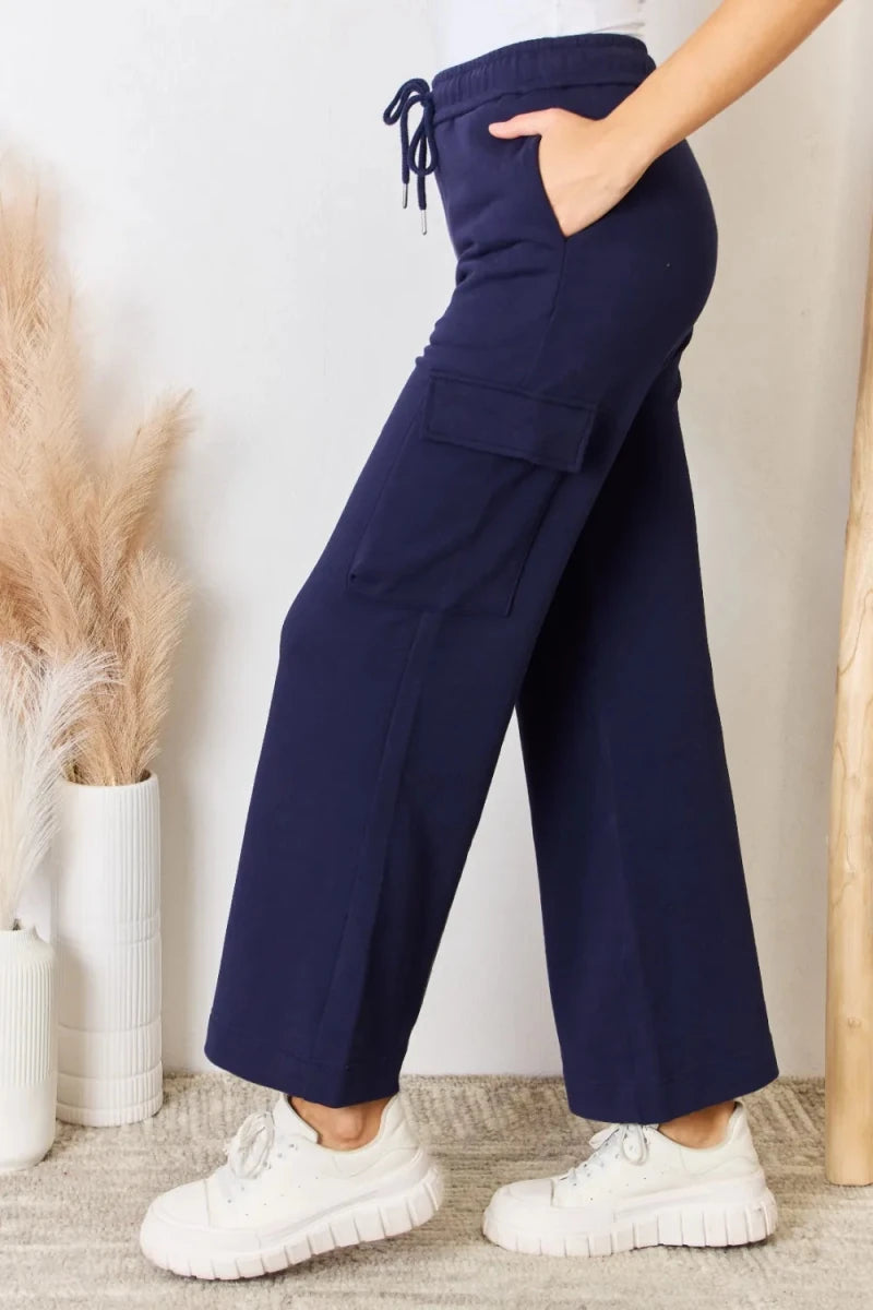 RISEN Drawstring Relaxed Cargo Wide - Leg Pants - AMVIM