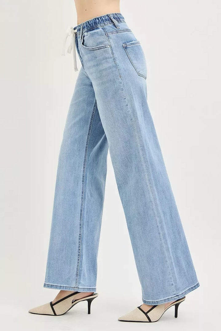 RISEN Drawstring Slouchy Wide - Leg Jeans - AMVIM
