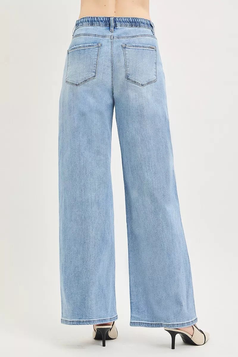 RISEN Drawstring Slouchy Wide - Leg Jeans - AMVIM