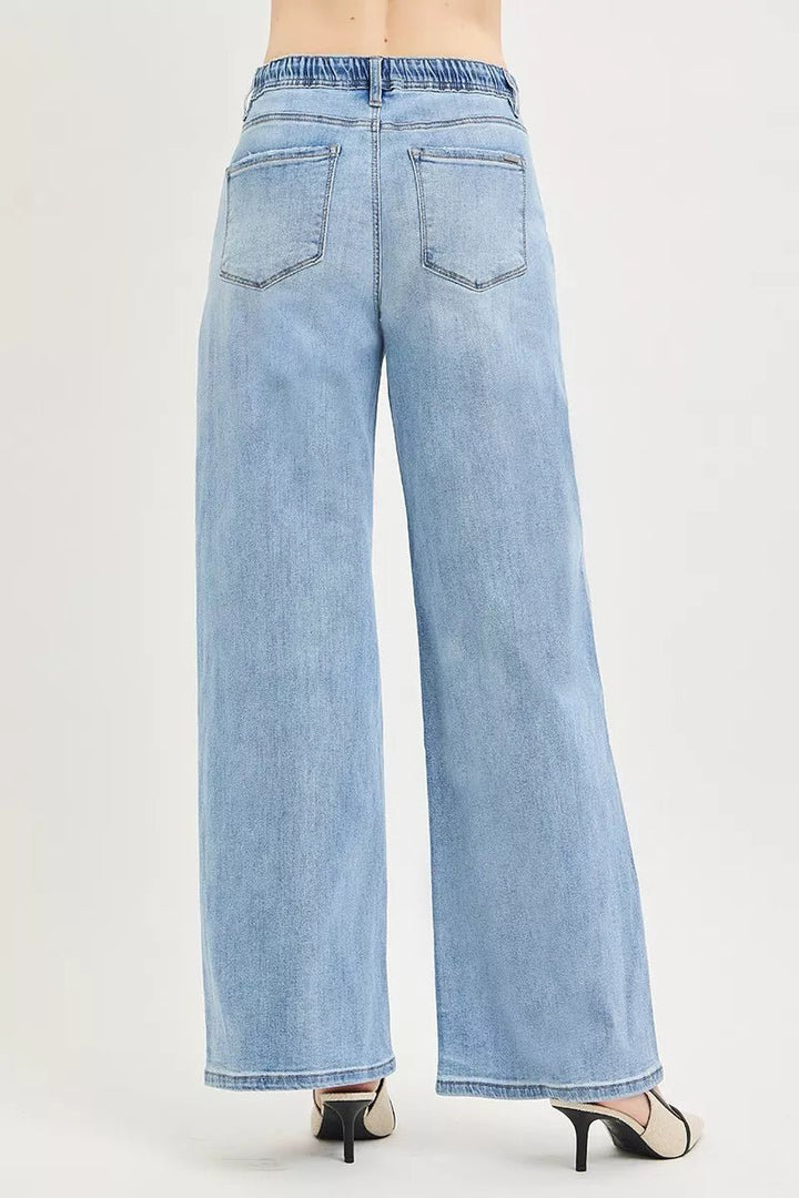 RISEN Drawstring Slouchy Wide - Leg Jeans - AMVIM