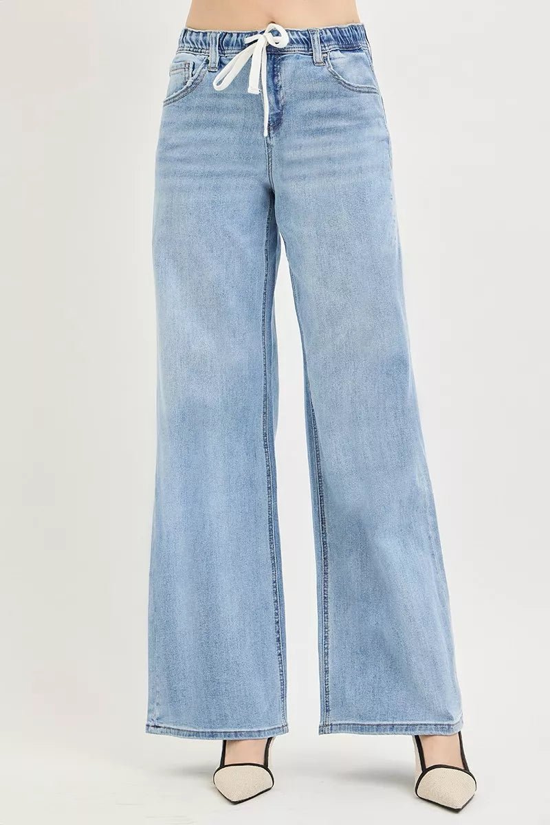 RISEN Drawstring Slouchy Wide - Leg Jeans - AMVIM