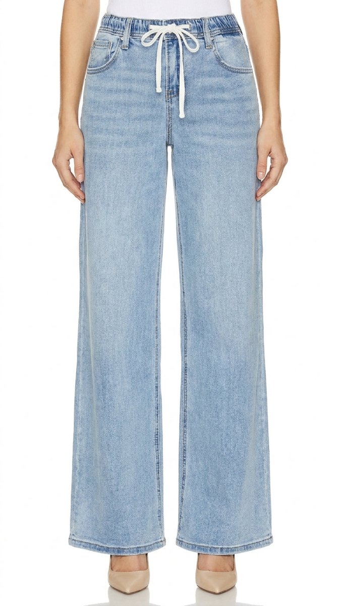 RISEN Drawstring Slouchy Wide - Leg Jeans - AMVIM