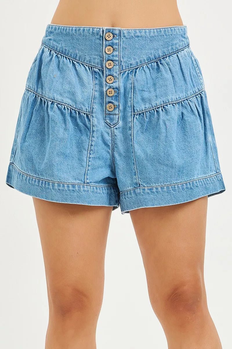 RISEN Elastic Band Slouchy Shorts With Shirred Detail - AMVIM