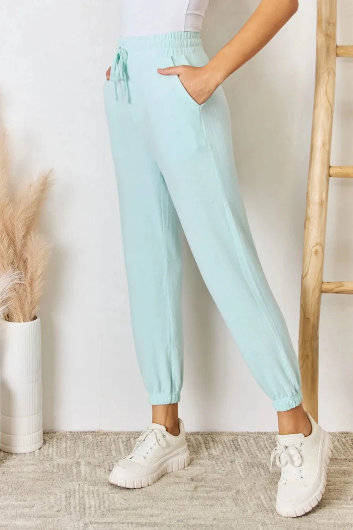 RISEN Full Size Drawstring Ultra Soft Knit Joggers - AMVIM