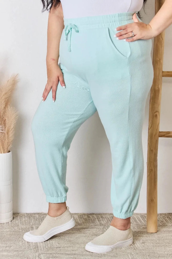 RISEN Full Size Drawstring Ultra Soft Knit Joggers - AMVIM