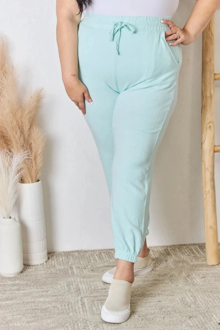 RISEN Full Size Drawstring Ultra Soft Knit Joggers - AMVIM