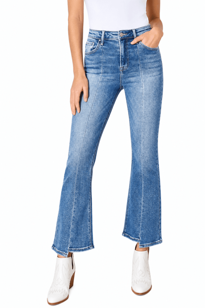 RISEN Full Size High Rise Ankle Flare Jeans - AMVIM